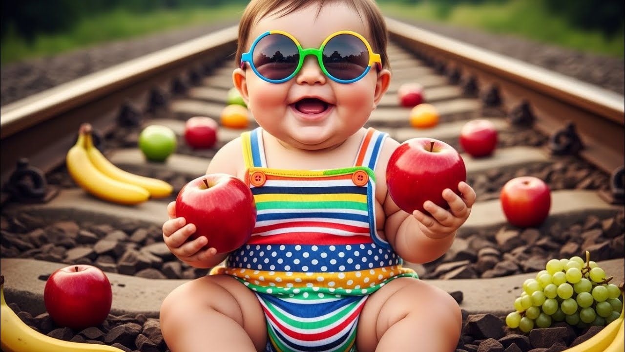 Kiwi Snack Baby | Too Cute Baby Video Near Railway