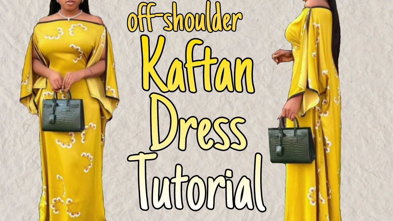 Trendy Stylish Kaftan Dress | How To Cut & Sew Off-Shoulder Kaftan Dress