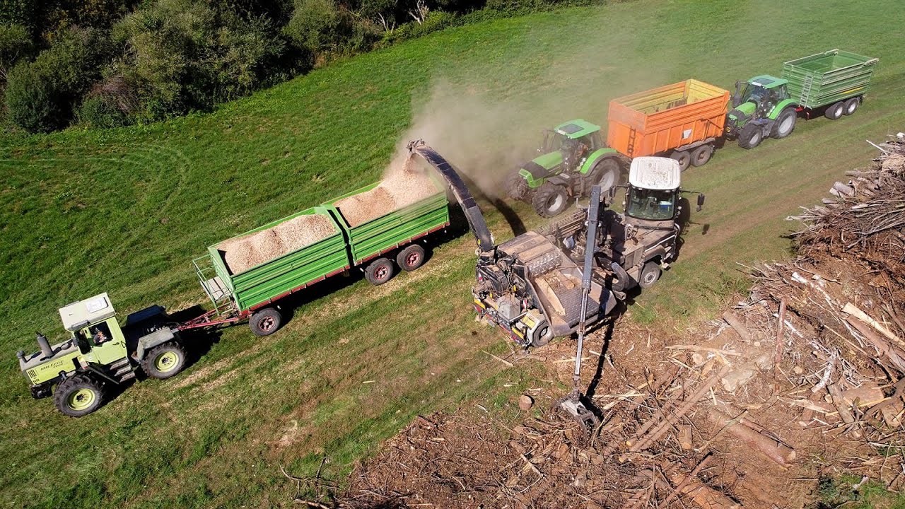Hackschnitzelhäckseln mit Jenz Cobra, Deutz 6130, Deutz 7230, MB Trac 1100, Weidemann 5080T
