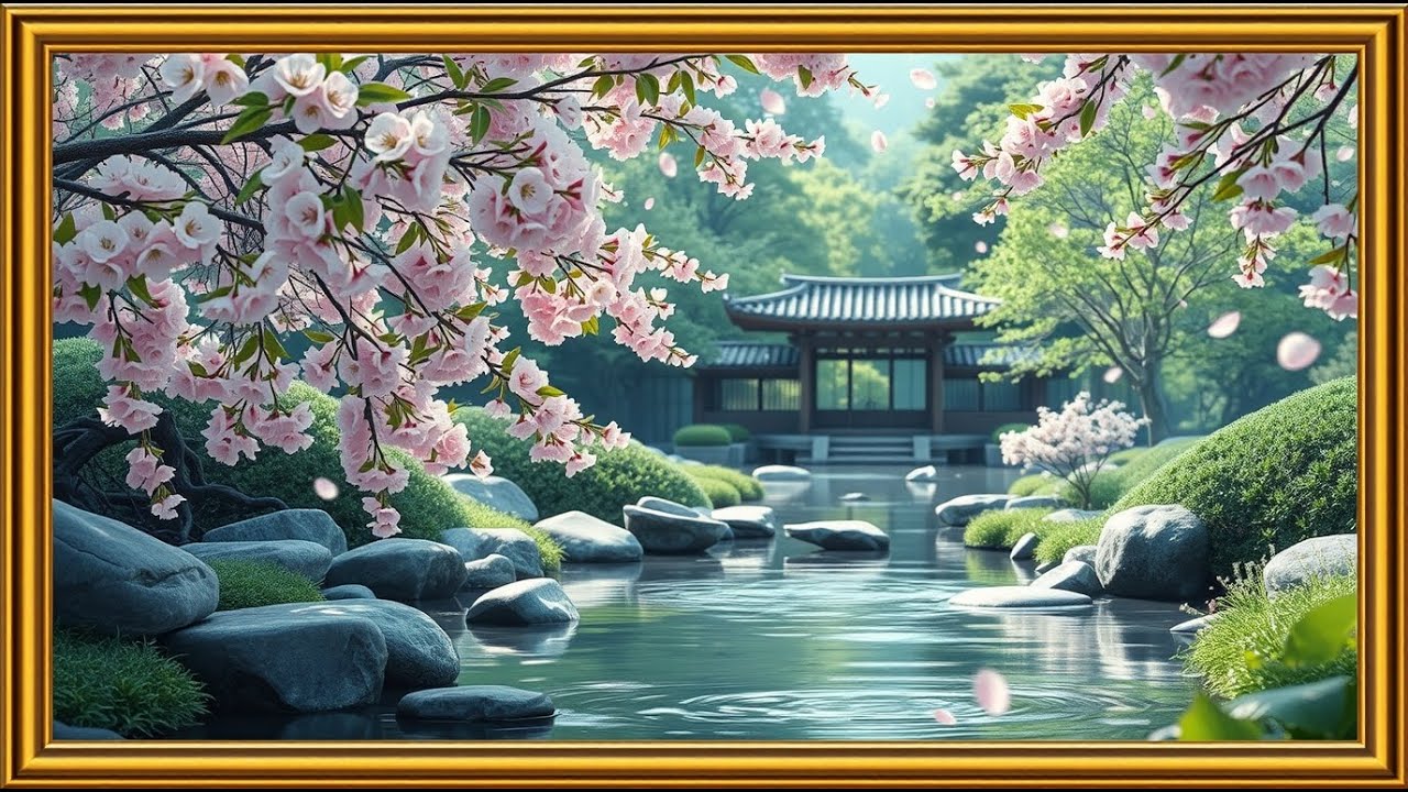 Cherry Blossom Asian Garden Framed TV Art 🌸 4K Art Screensaver | Samsung Frame TV Zen Décor