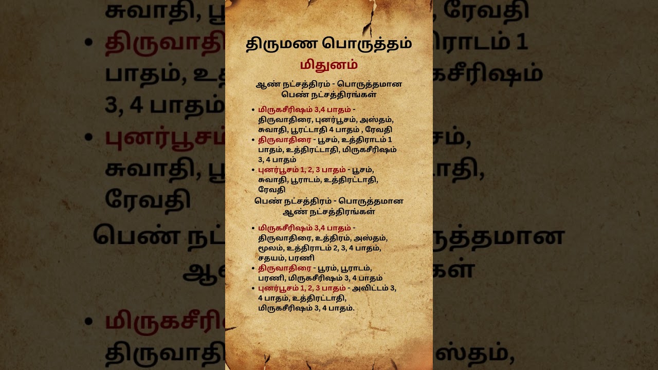 ​மிதுன ராசி | திருமண நட்சத்திர பொருத்தம்