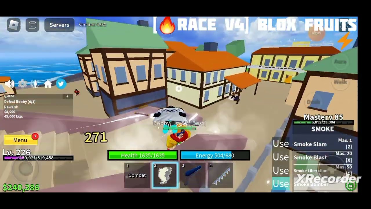 Playing Blox Fruits On Android [🔥RACE V4] Blox Fruits #bloxfruits #philippines #xrecorder