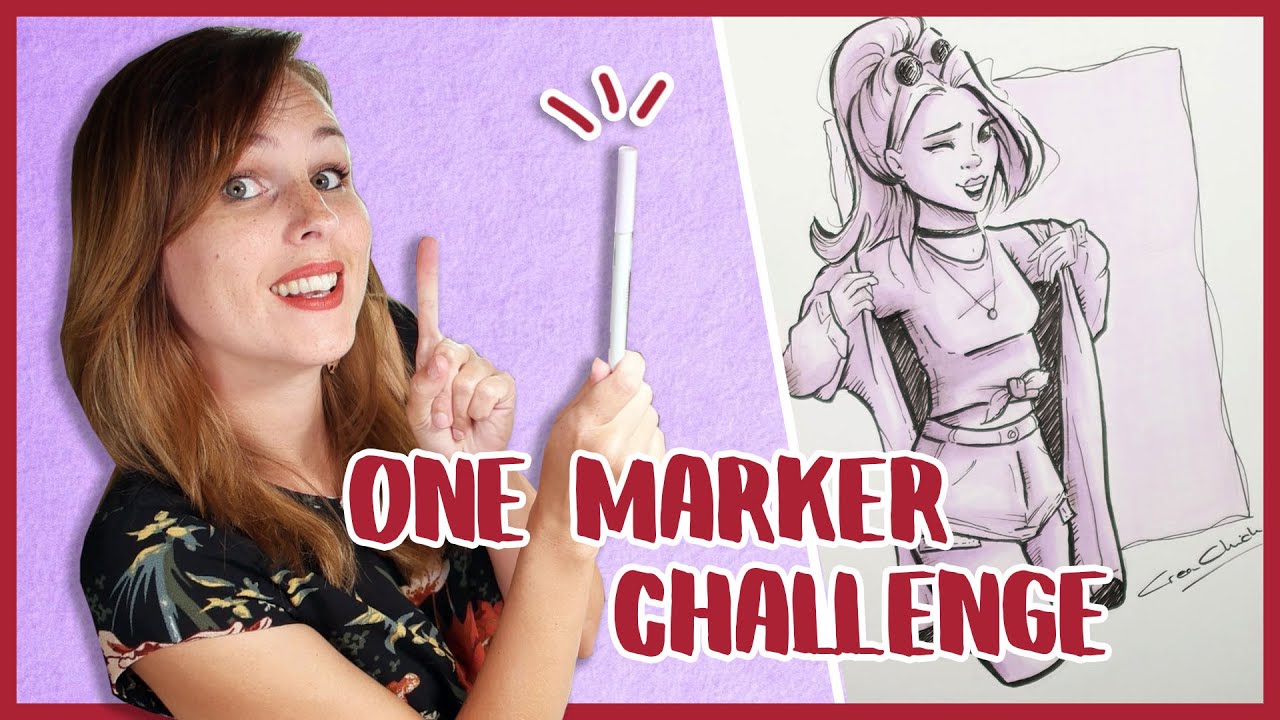 MET 1 MARKER een hele ILLUSTRATIE maken! - ONE MARKER CHALLENGE!