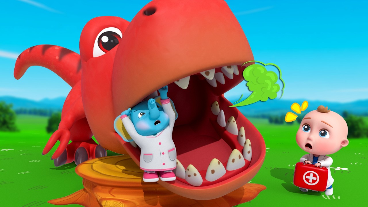 5 Pequenos Dinossauros | Quando o T-Rex Tem Dor de Dente | Super Sumo Português - Música Infantil