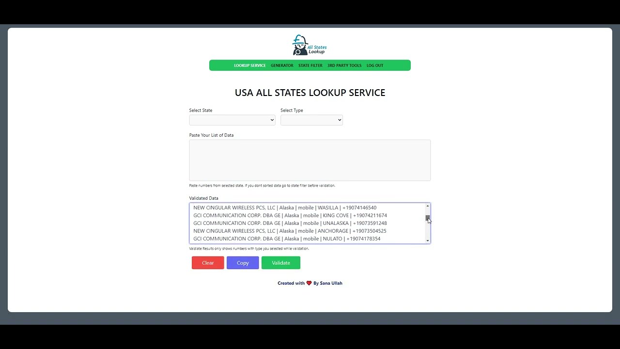 USA Phone Number Validator for Unlimited Checks without any API - Fast Validation and Lookup Service