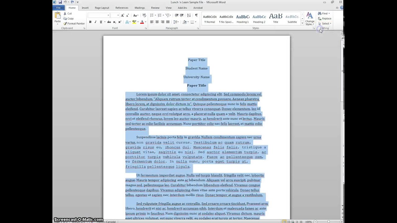 Changing Font in Entire Document in Word 2010 (Windows)