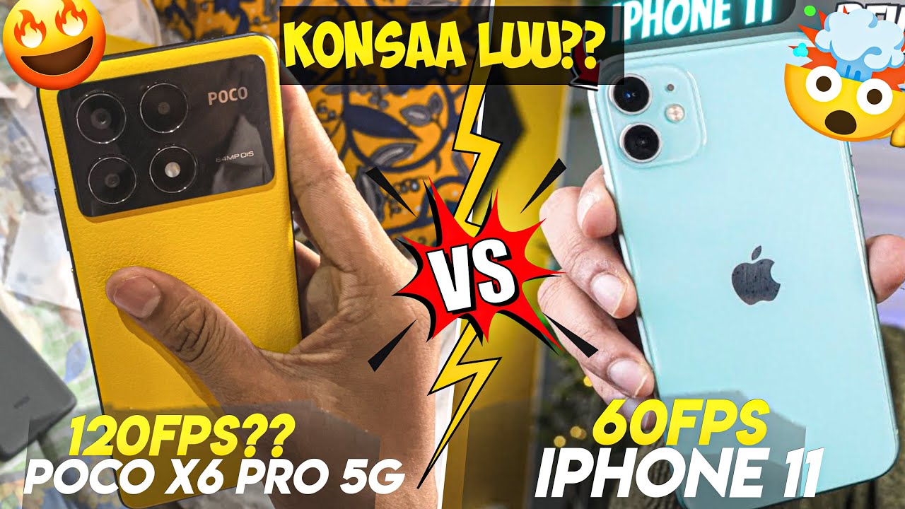 POCO X6 PRO 5G VS IPHONE 11 COMPARISON🔥•120FPS VS 60FPS•iOS VS ANDROID•POCO VS IPHONE BGMI/PUBG TEST