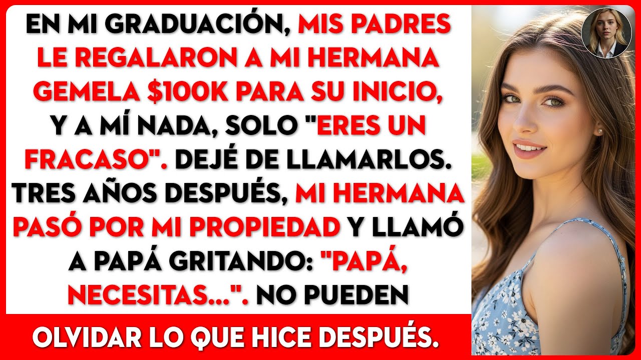 En la graduación, mis padres dieron $100K a mi gemela. A mí, solo la palabra 
