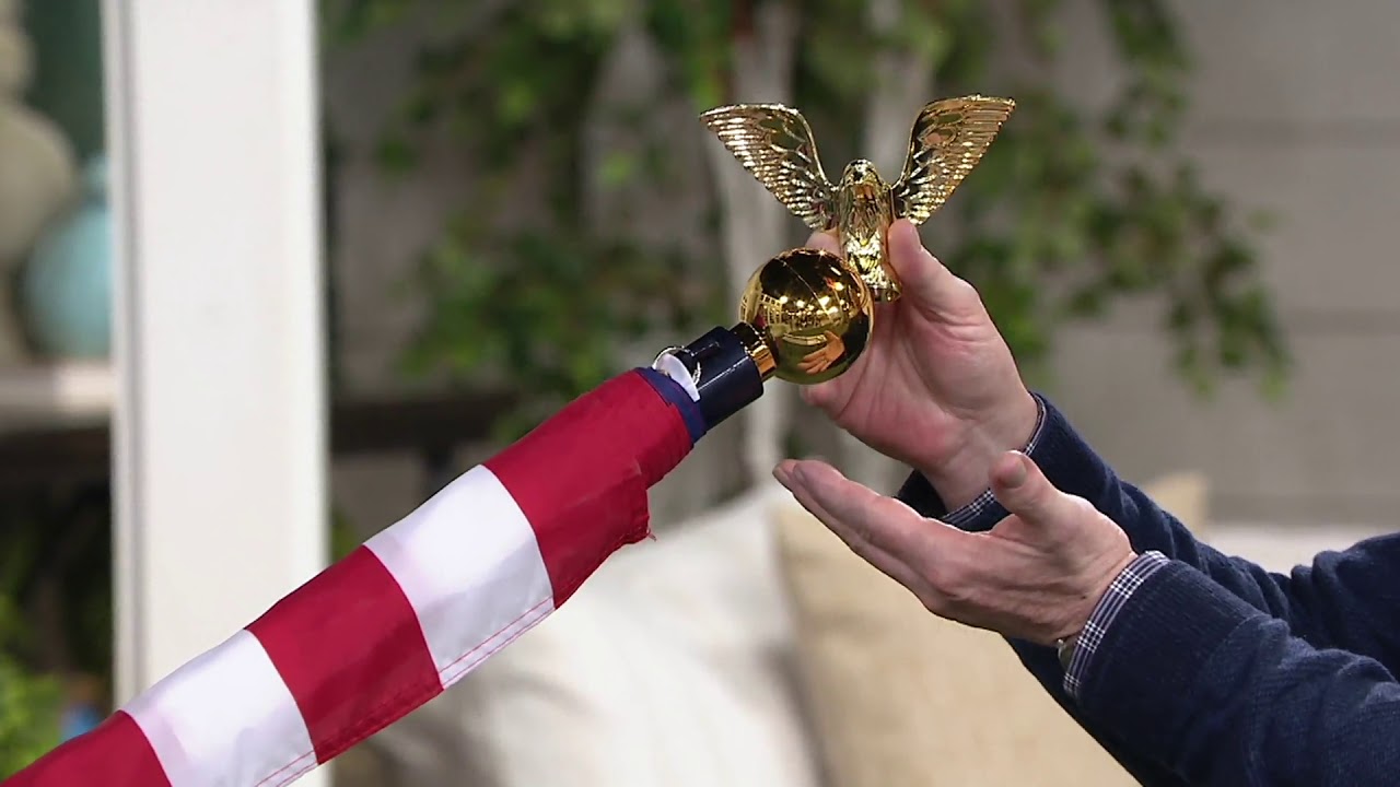 Proud Patriot 12' Tangle Free Flag Pole w/ American Flag & Finials on QVC