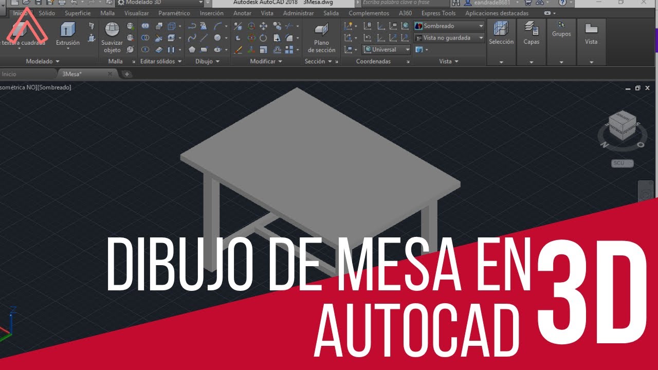 Como dibujar una mesa en Autocad 3D - AutoCad 2018