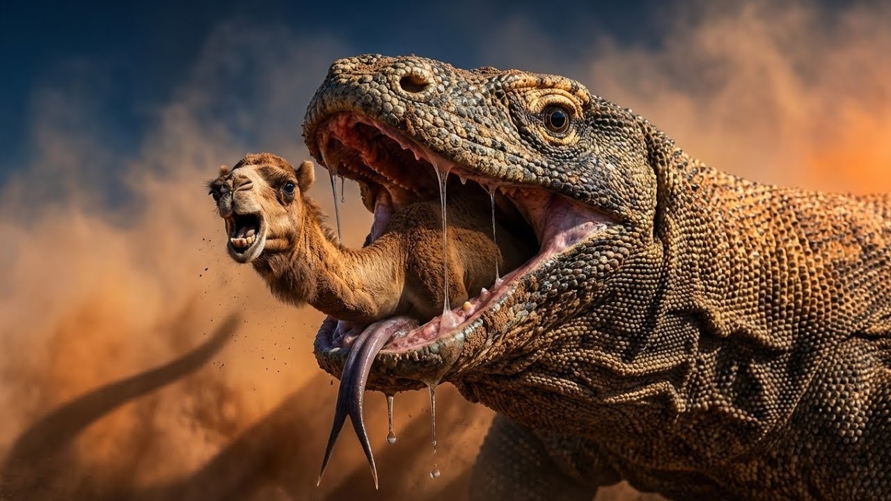 Heroic Team Fights Massive Lizard to Rescue Lost Camel in the Desert