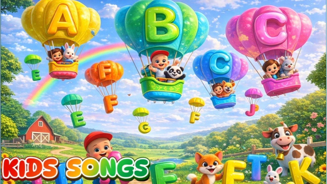 💜💚 Cheerful Alphabet in Large Balloons 💛💙🤍Kids Songs - Fun and Learning