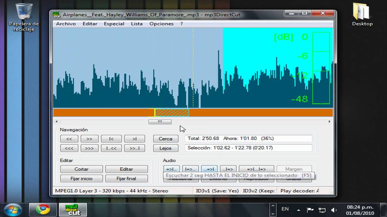 Editar cortar mp3 con mp3DirectCut