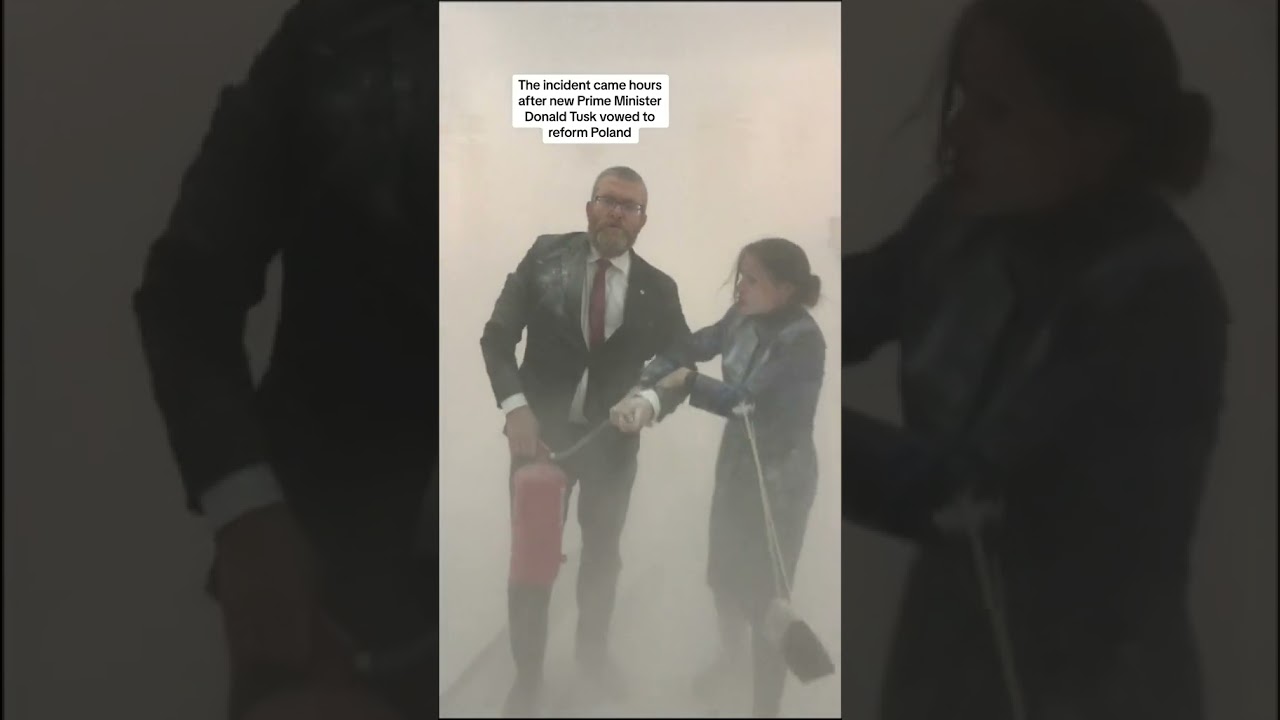 Far-right Polish politician uses fire extinguisher on Hanukkah menorah in parliament