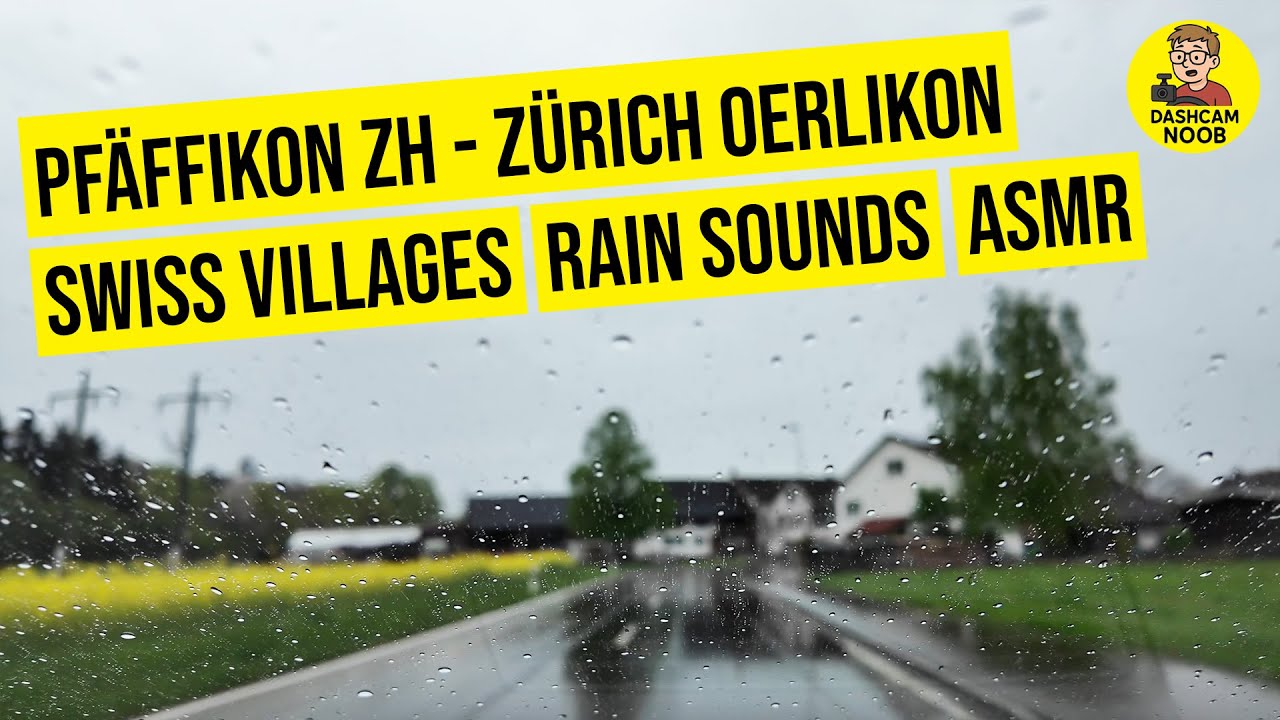 Pfäffikon ZH - Zürich Oerlikon 🇨🇭 | Rain Sounds 🌧️ | Villages + City | ASMR | 4K | #56