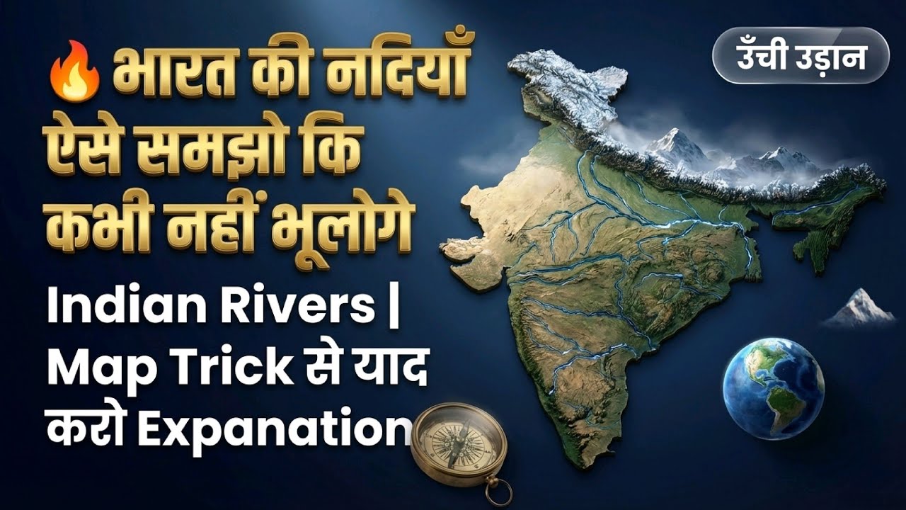 🔥 भारत की नदियाँ ऐसे समझो कि कभी नहीं भूलोगे | Indian Rivers | Map Trick से याद करो Explanation