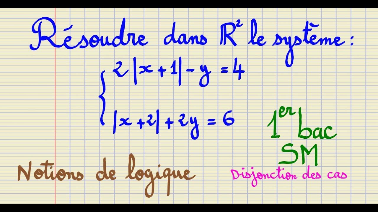 Maths 1er Bac SM résoudre un système par disjonction de cas   la logique
