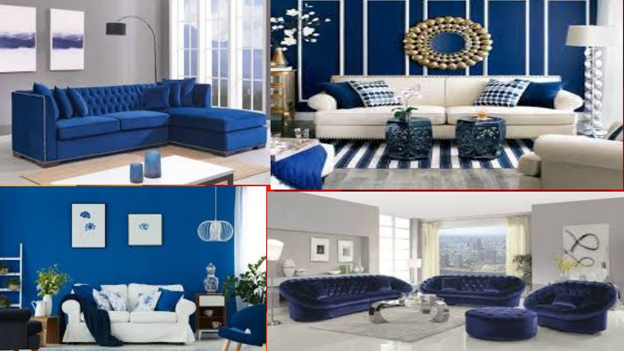 Living Room Latest Royal Blue Living Room with Sofa Design ideas