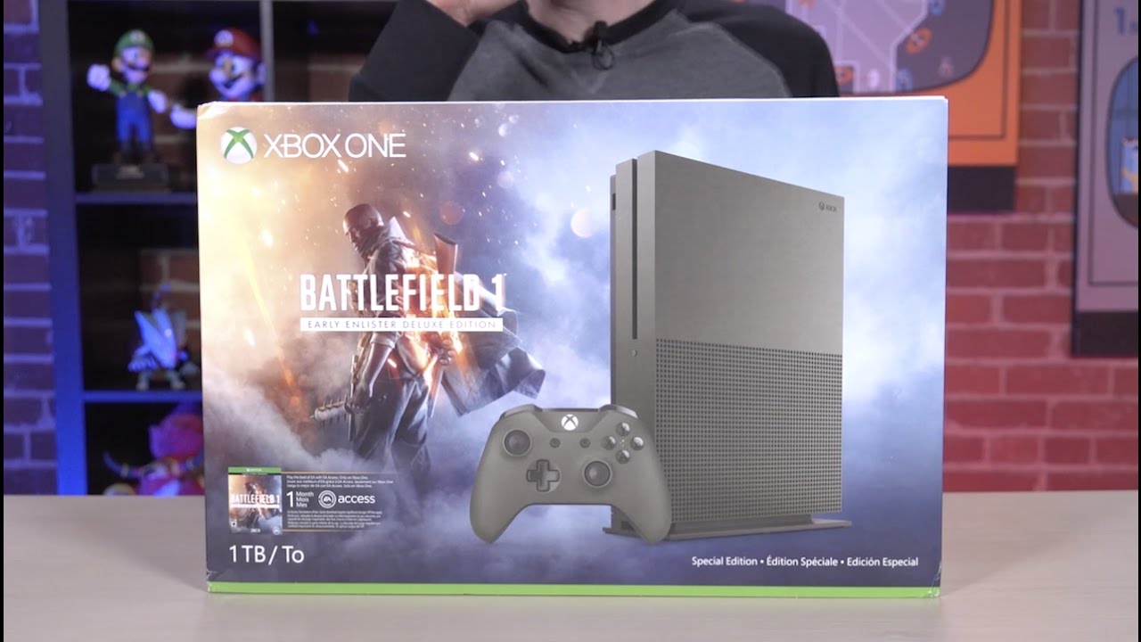 Battlefield 1 Xbox One S Console Unboxing (SPECIAL EDITION GREEN CONSOLE)