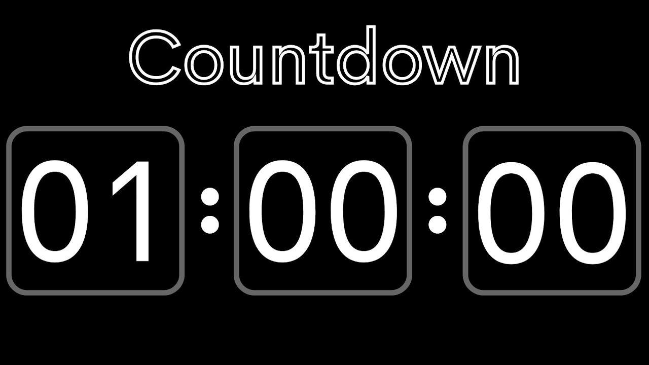 1 Hour Countdown Timer 🧡 No Background 🧡 ASMR Tick Tock | Minimal & Distraction-Free