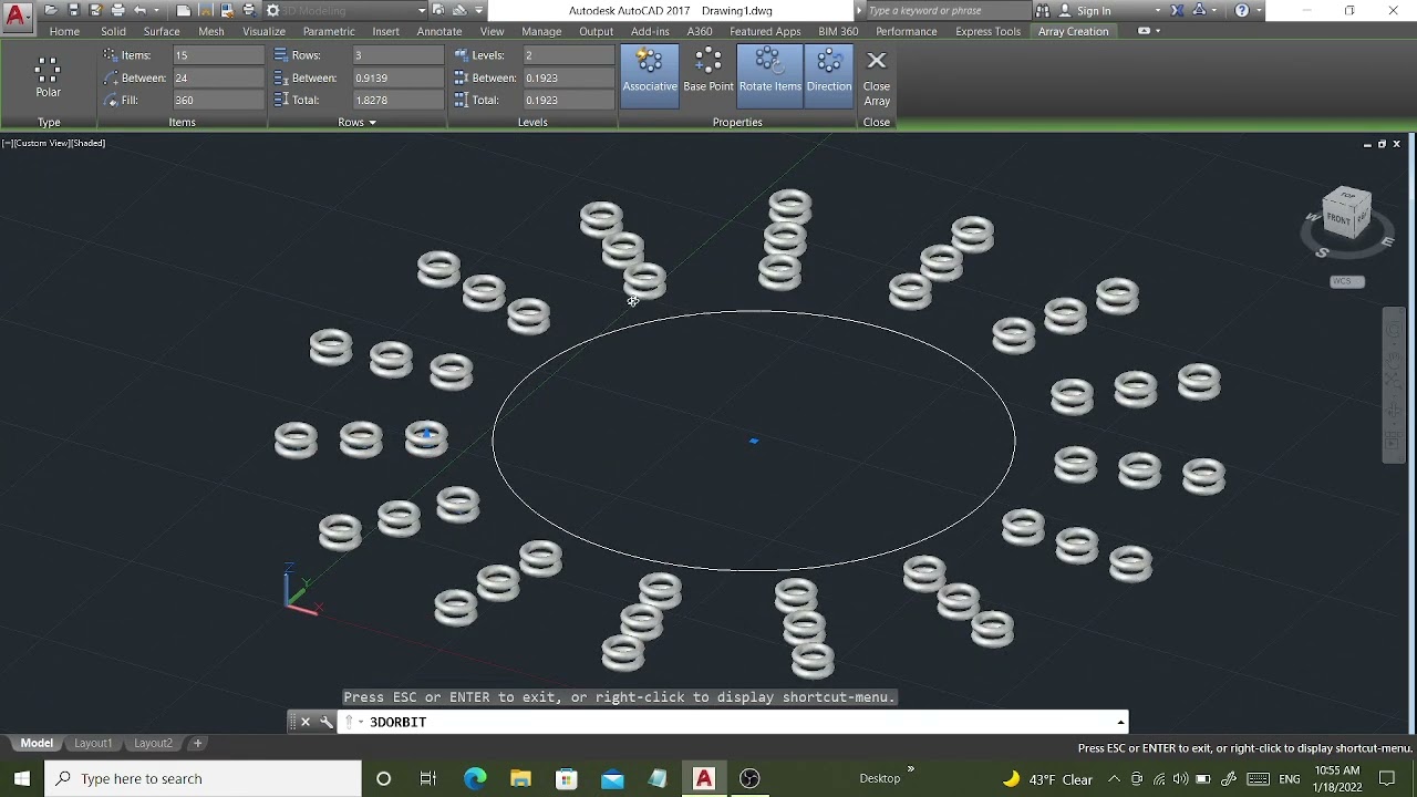 محاضرة Autocad 3d للمرحلة الرابعة ايعاز 3d Array