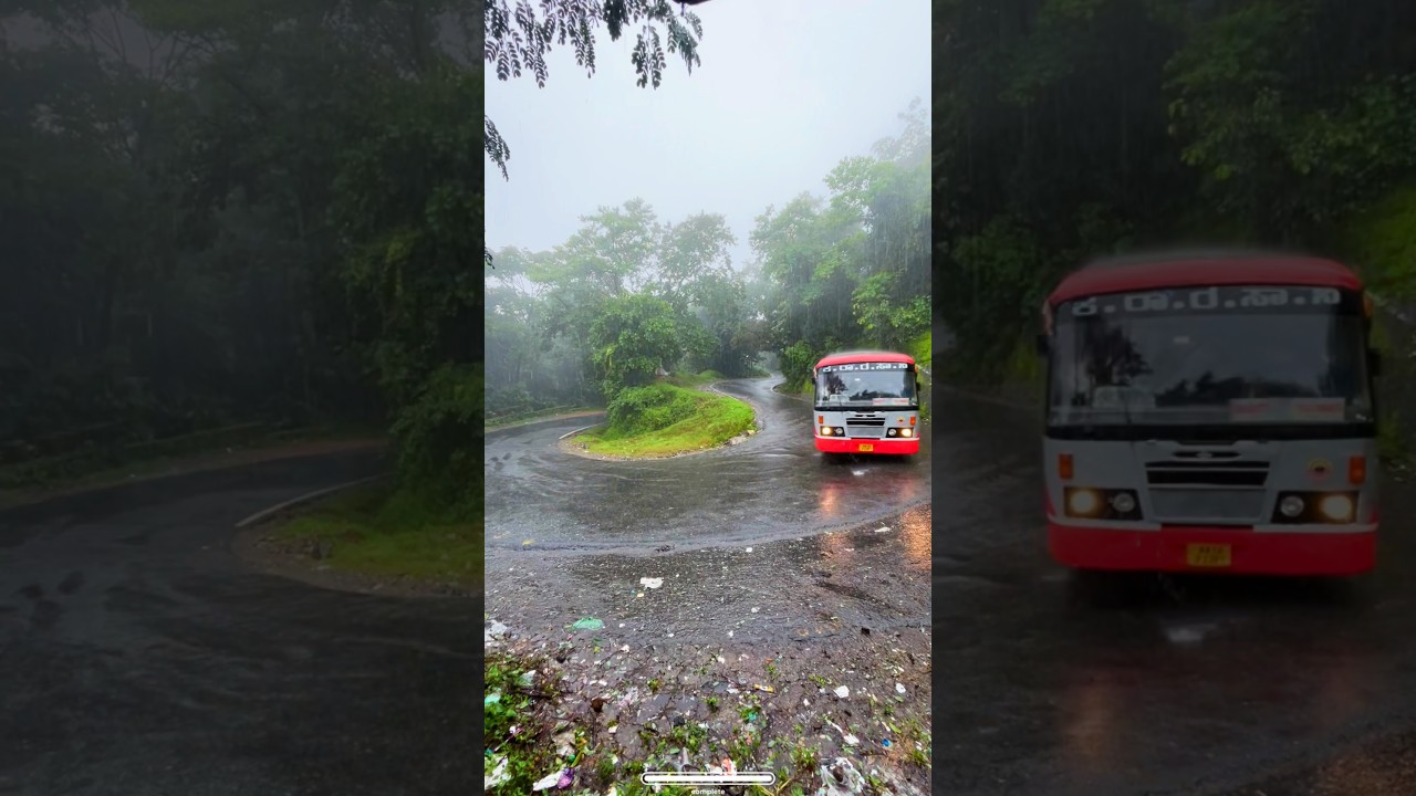 Charmadi ghat 09Hair pin bend curve road #ksrtc#karnataka#charmadighat#bus#and#track#cars#rain#road
