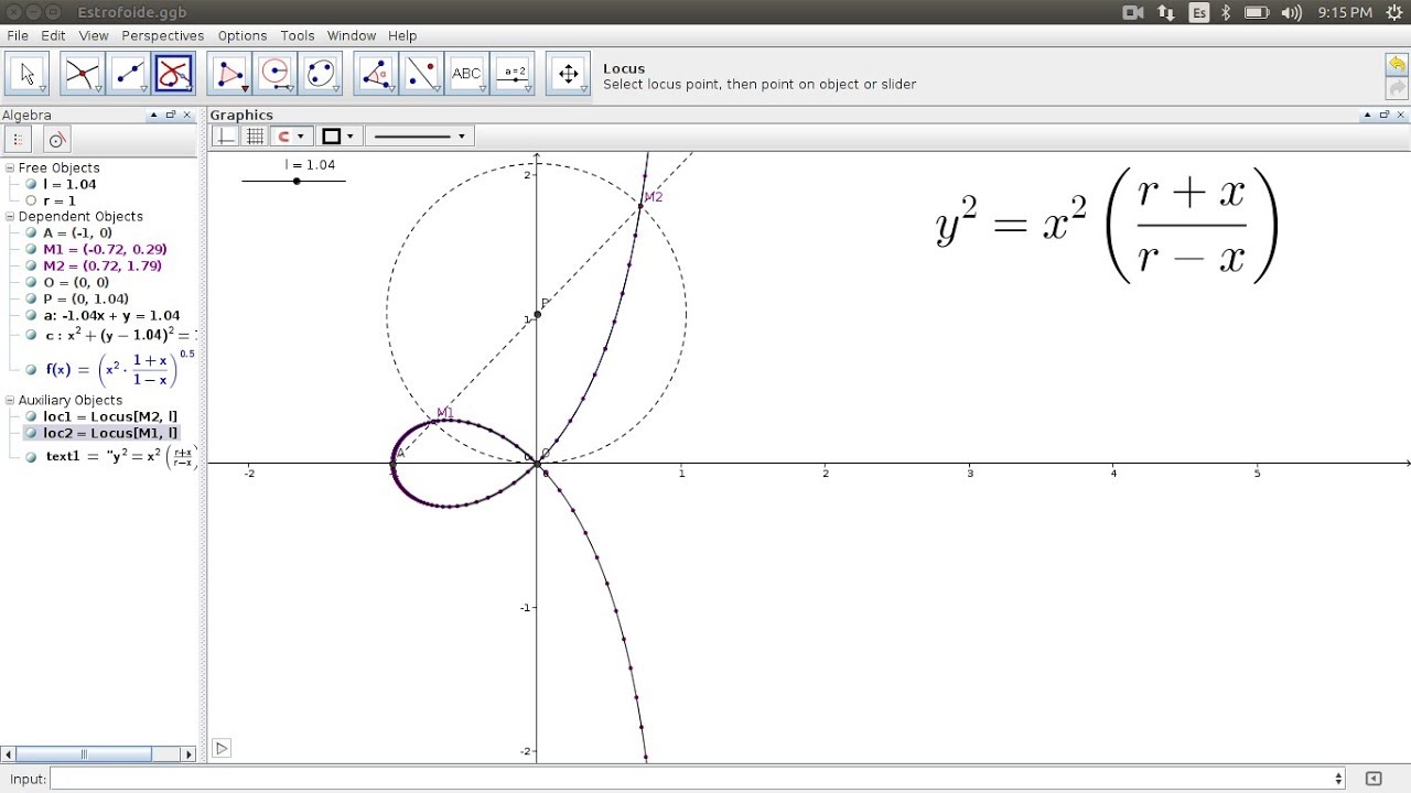El Estrofoide en Geogebra