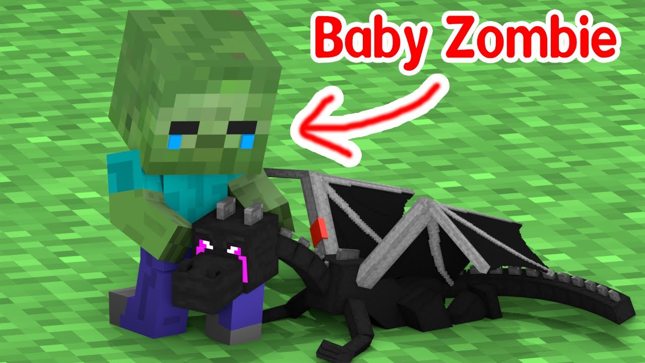 Baby Zombie and Baby Dragon - Minecraft Animation