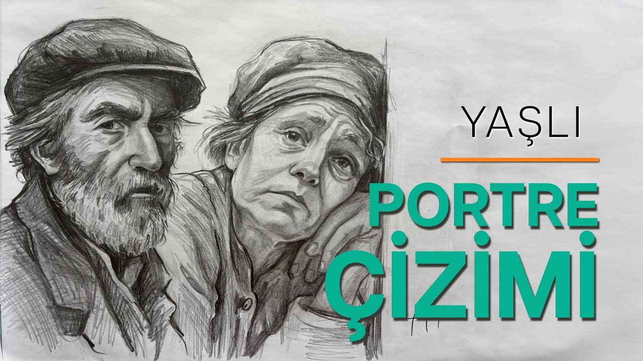 Yaşlı Portre Çizimi, Basit Çizim, Portre Çizimi, Karakalem