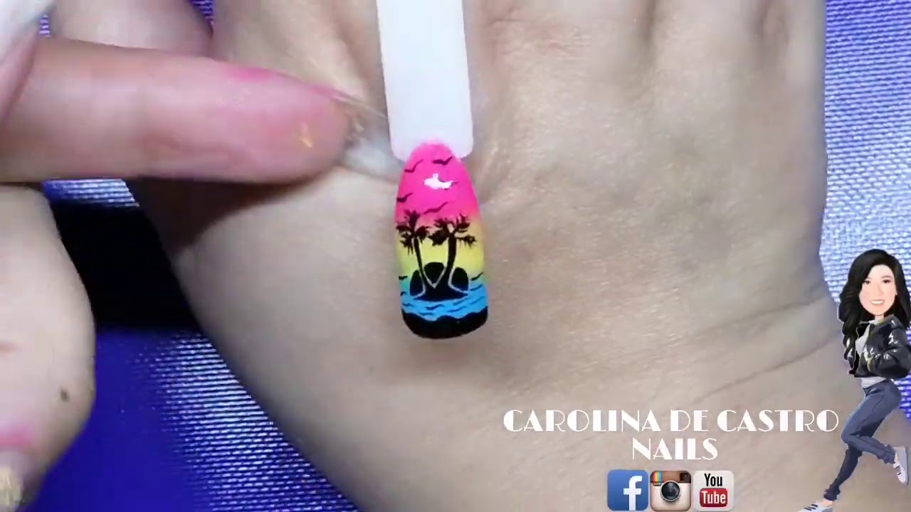 Diseño de uñas con paisaje