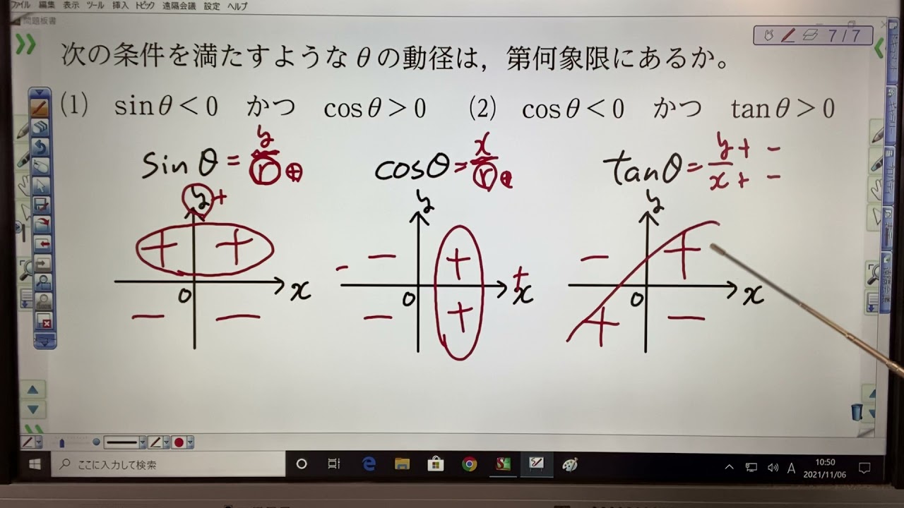 数学Ⅱ 三角関数　sin cos tanの符号