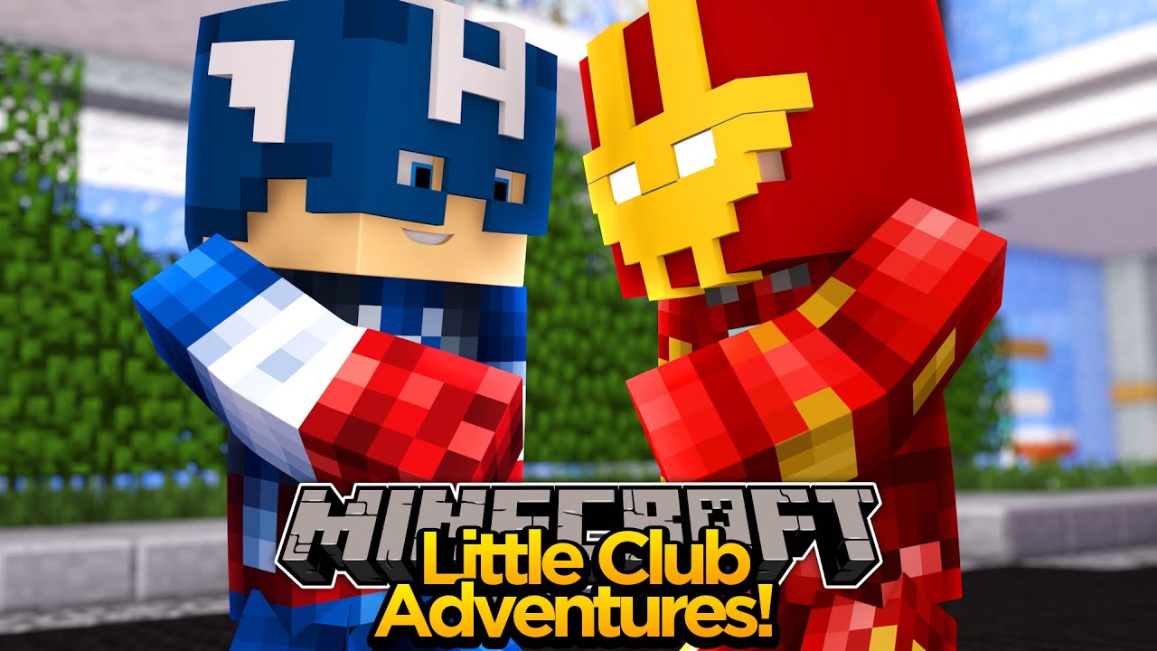Minecraft Little club Adventures - How Ironman & Captain America Meet - SUPERHEROES UNITED!!!