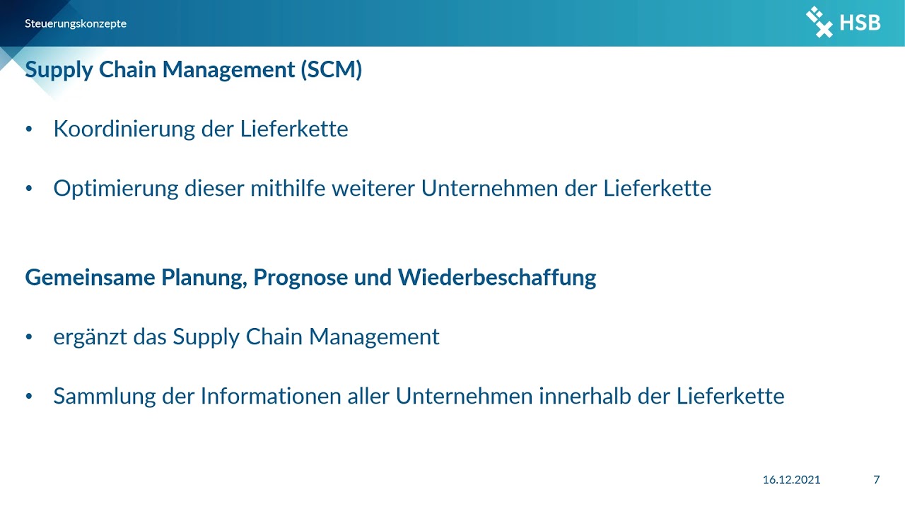 BWL WS2021 2022 - Logistik: Supply Chain