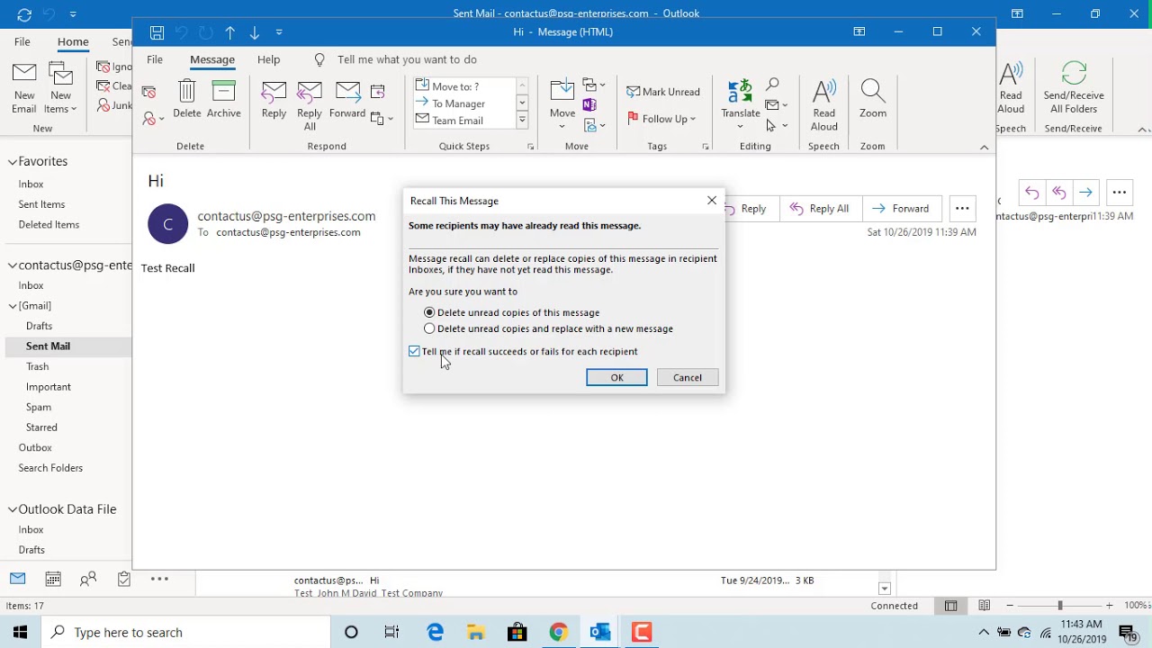 Как отозвать отправленное сообщение электронной почты в Outlook &mdash; Office 365