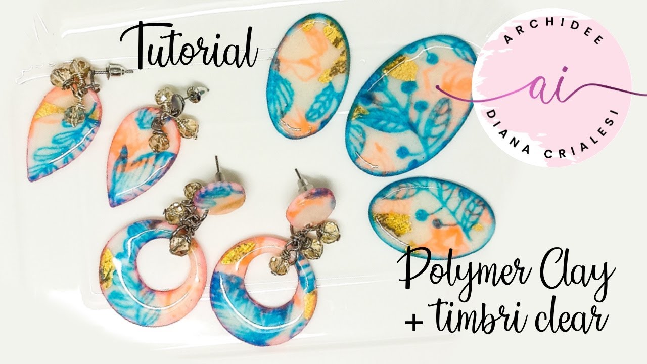 Orecchini in Pasta Polimerica con Timbri Clear + Tamponi Stazon + Clay Cutters Archidee