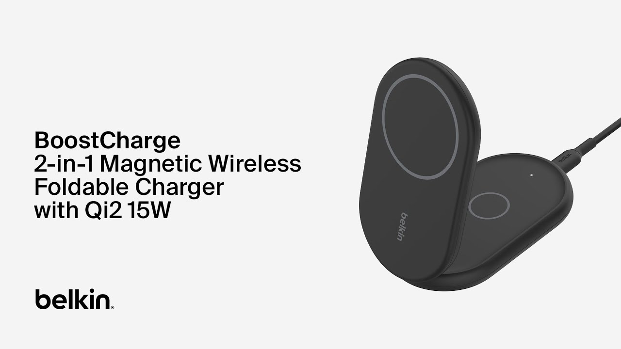 Belkin BoostCharge 2-in-1 Magnetic Foldable Wireless Charger with Qi2 15W | Fast, Compact Power