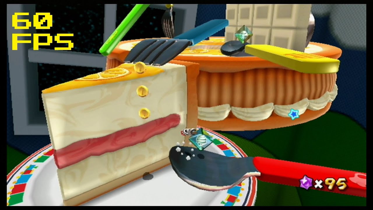 85. [60 FPS] Bouncing Down Cake Lane - Toy Time Galaxy - Super Mario Galaxy