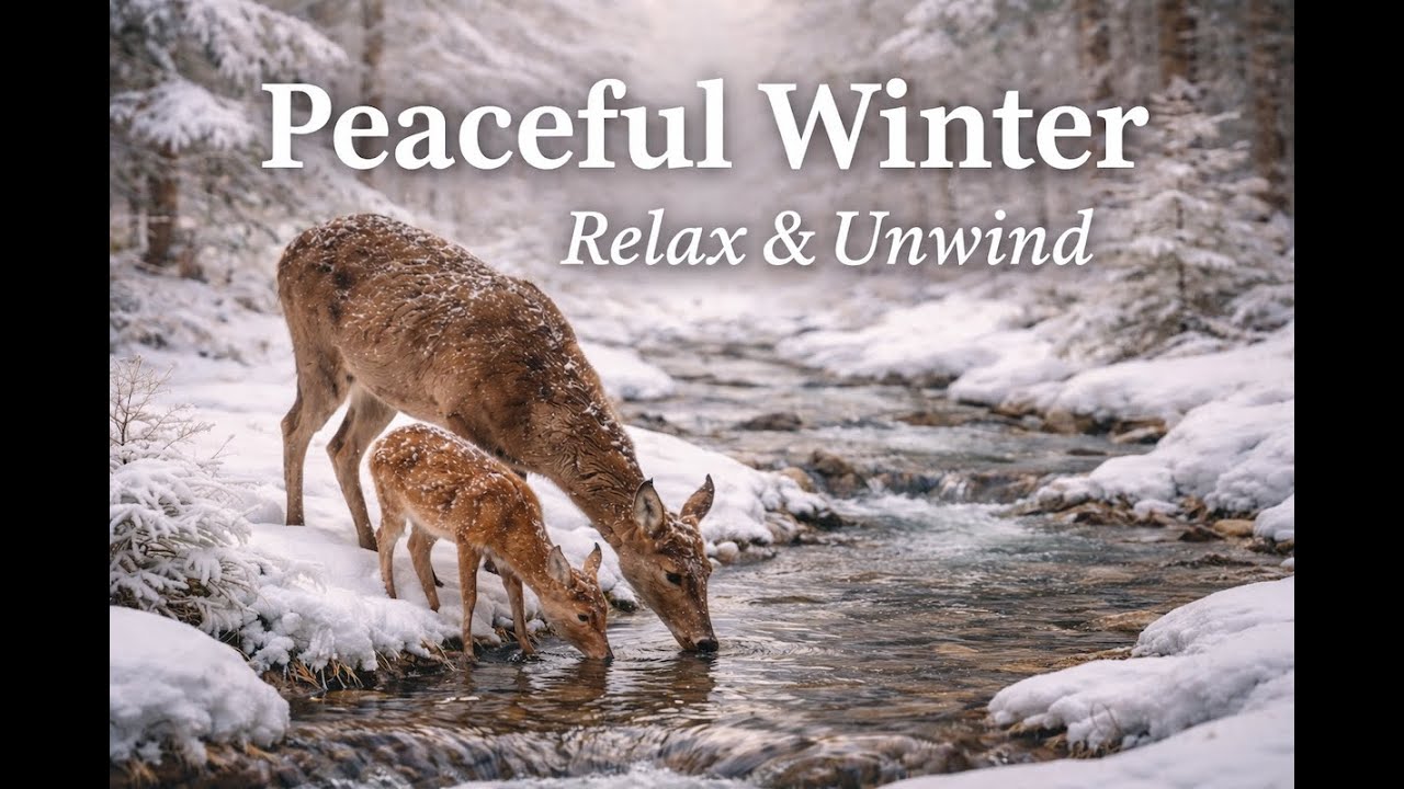 Winter Wildlife Relaxation | Fawn & Mother Deer | Soothing Forest Ambience