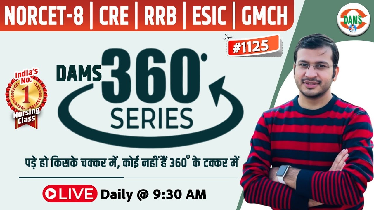 360 Degree Series 🔥| 360 Degree Most Imp MCQs #1125 | NORCET & All Nursing Exam | Siddharth Sir