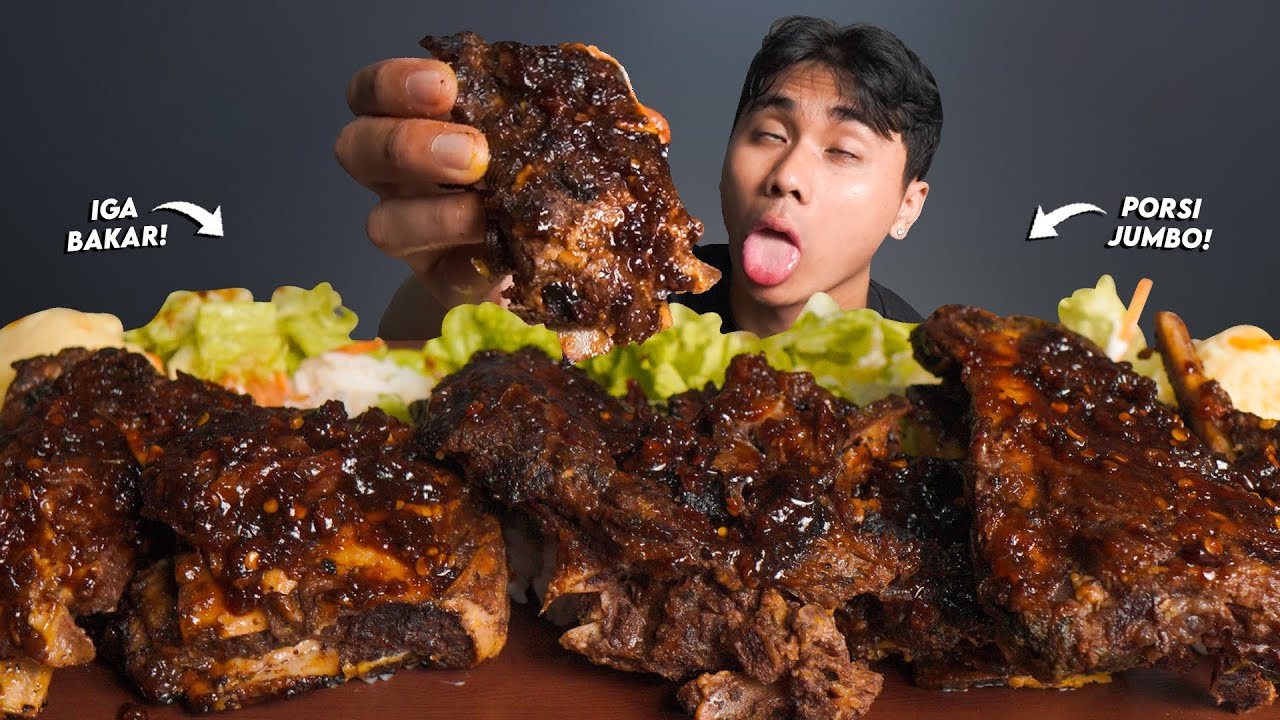 KACAU!! MUKBANG IGA SAPI BAKAR SAMBAL HITAM PORSI JUMBO!! PERUT MELILIT!!🥵