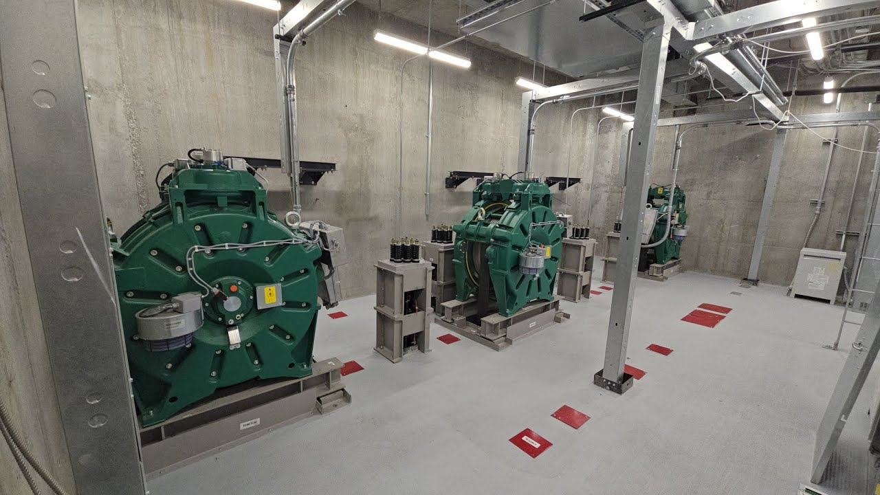 AWESOME Brand-New 500FPM Kone Polaris Traction Elevator Machine Room with MX32 Machines