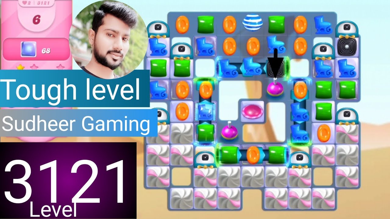 Candy crush saga level 3121 । Tough level । No boosters। Candy crush saga 3121 । Sudheer Gaming