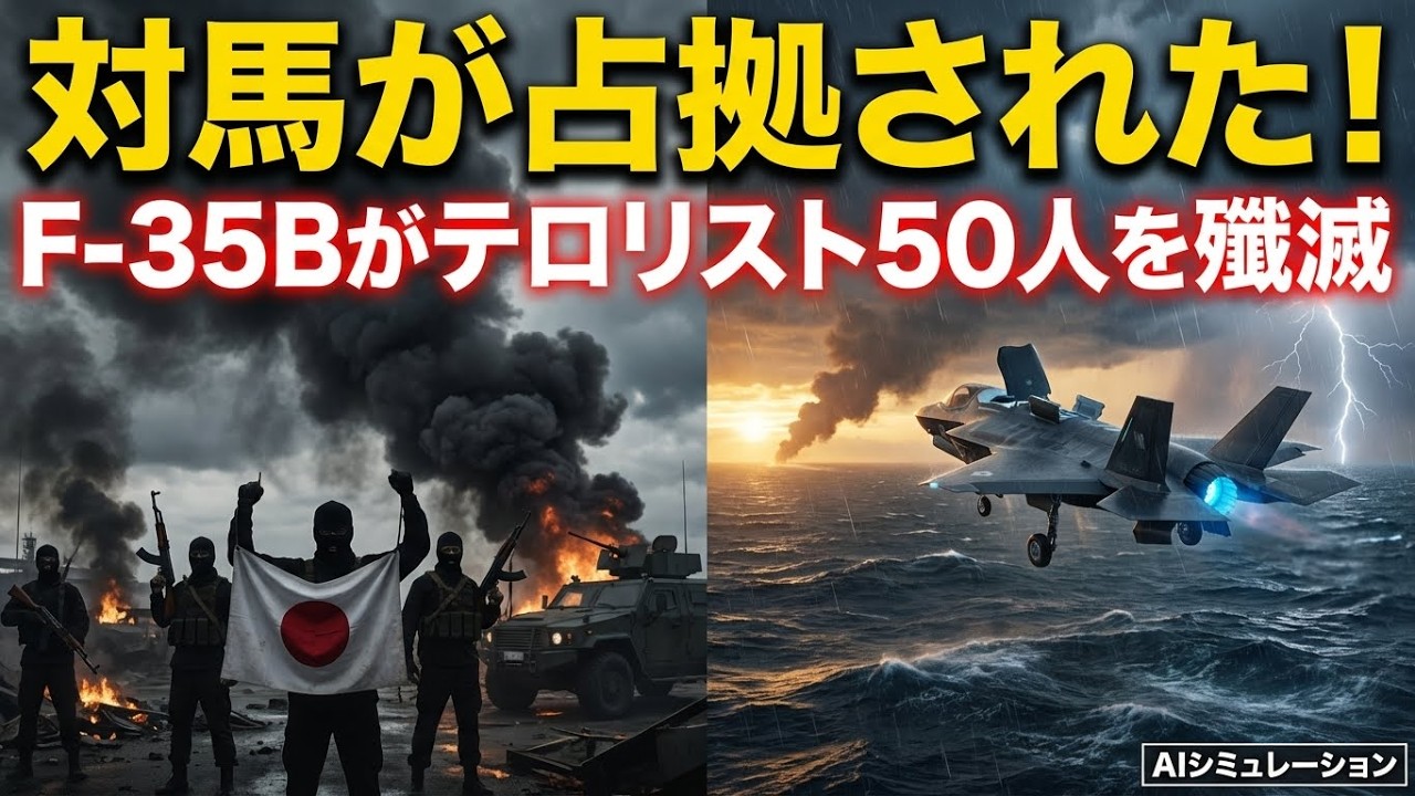 【衝撃】日本の対馬が武装テロリストに占拠された→海自の最新鋭F-35Bがたった1機で人質500人を救出する「神業」シミュレーション