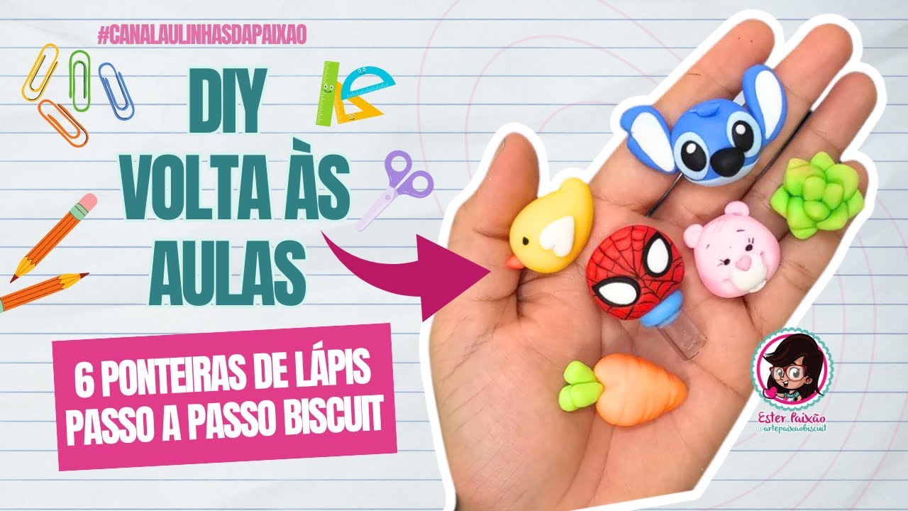 Volta às aulas - 6 Ponteiras de lápis fáceis de fazer INICIANTES BISCUIT
