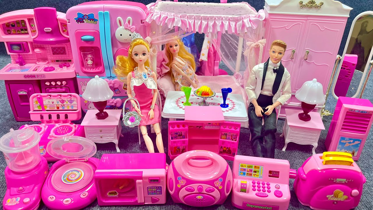 15 Satisfying with Unboxing Barbie Princess Pink House, Rock Bed Play Set Review Toys | ASMR