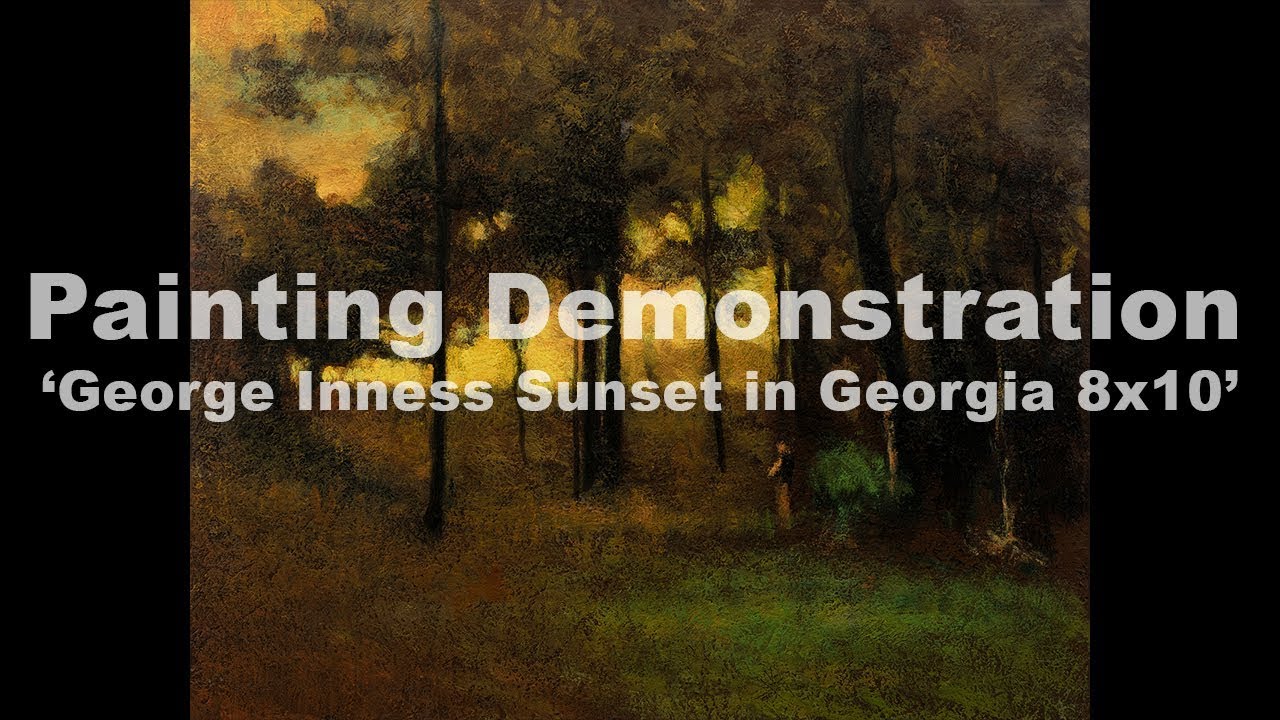 Study after: George Inness Sunset in Georgia 8x10 Tonalist Landscape Oil Painting