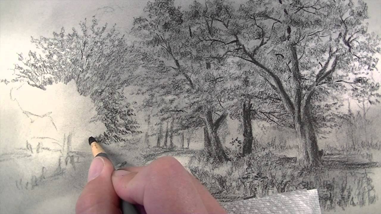 How to Draw with Charcoal Pencils - Landscape Sketching