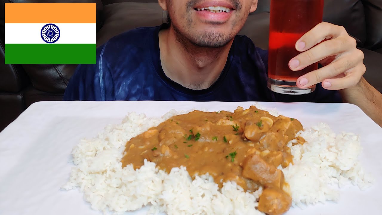 CHICKEN DHANSAK WITH RICE INDIAN FOOD CURRY MUKBANG EATING SHOW