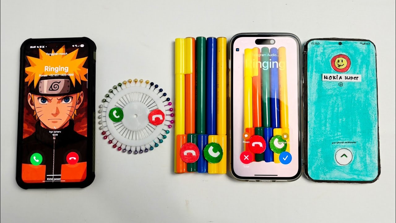 Incoming calls,samsung s24/needle holder/color markers/Iphone 14p/Nokia super, telegram+meet+call