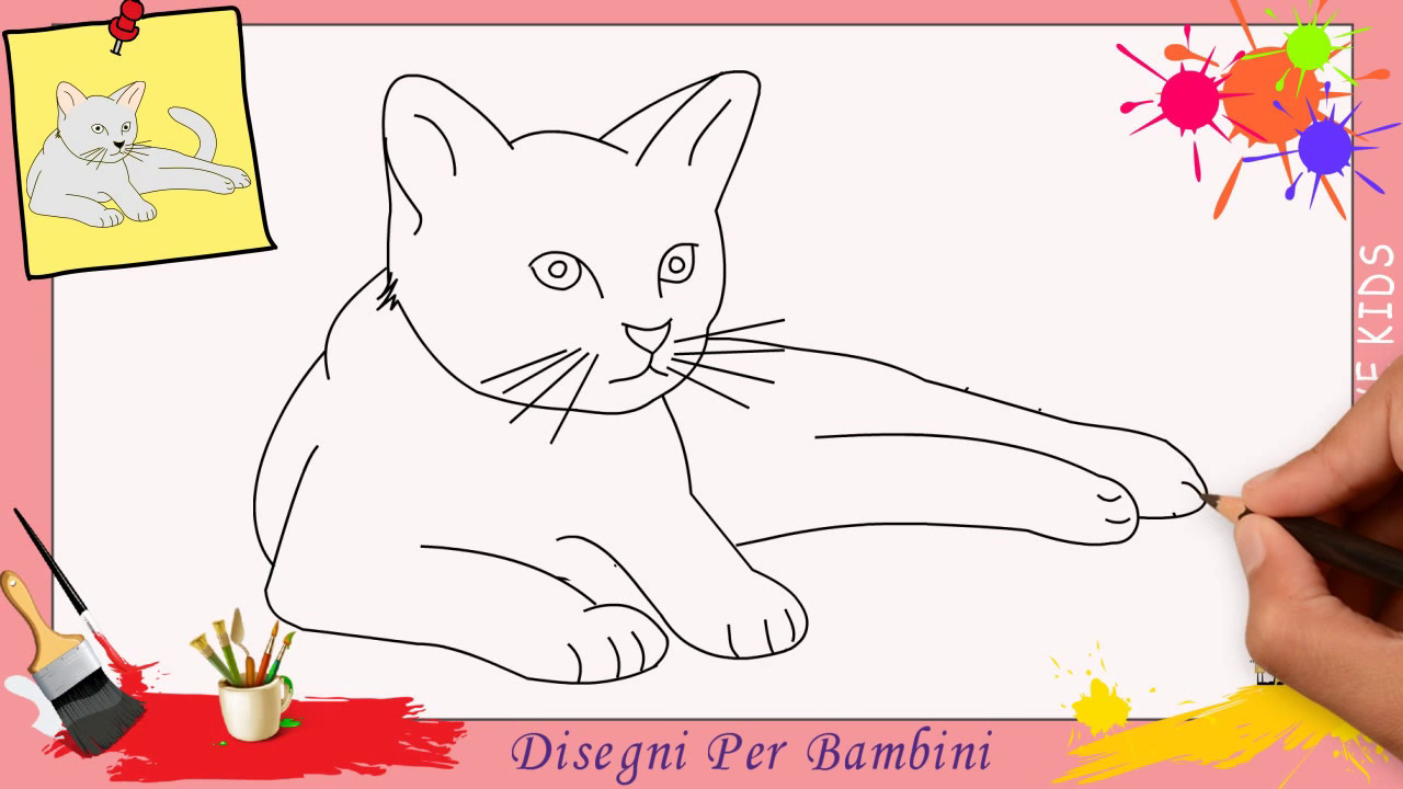 Disegni di gatti 2 - Come disegnare un gatto FACILE passo per passo per bambini